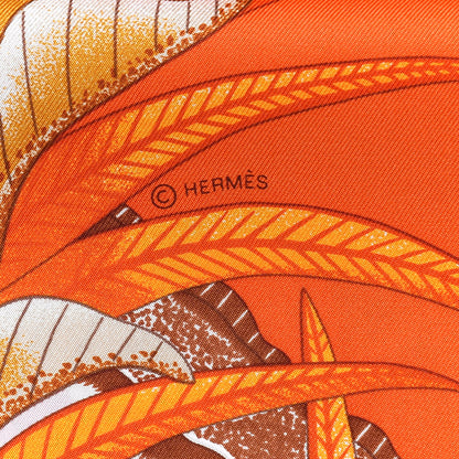 Hermes Silk La Marche Du Zambeze Scarf 90 Orange Brun Caramel 4 of 4