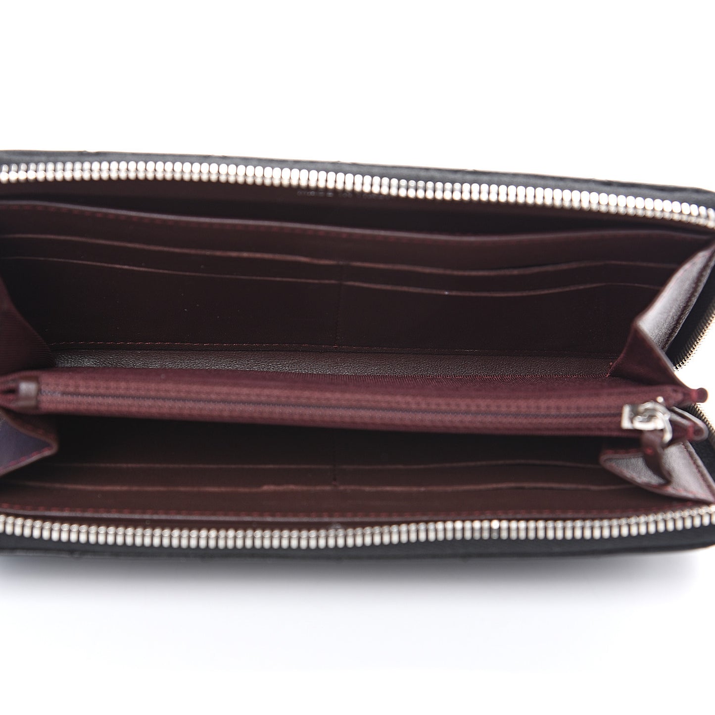 Lambskin Quilted Large Gusset Zip Around Wallet Black