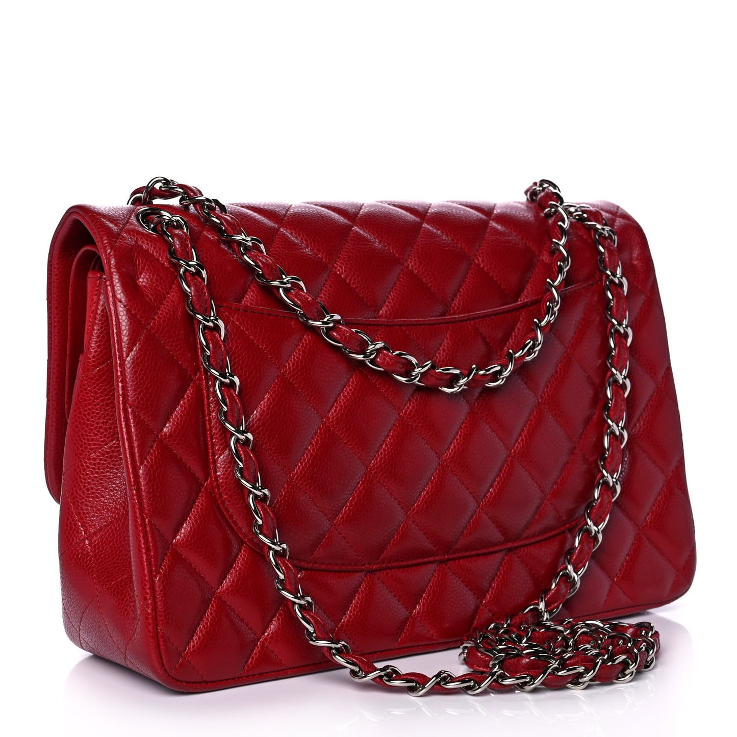 Caviar Quilted Jumbo Double Flap Dark Red