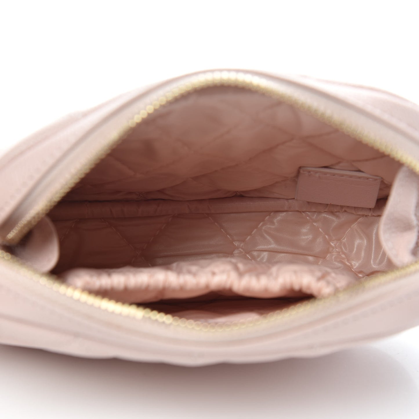 Caviar Quilted Small Curvy Pouch Cosmetic Case Light Pink