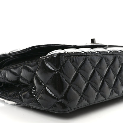 Chanel Shiny Crumpled Calfskin Quilted Medium Double Flap So Black 8 of 10