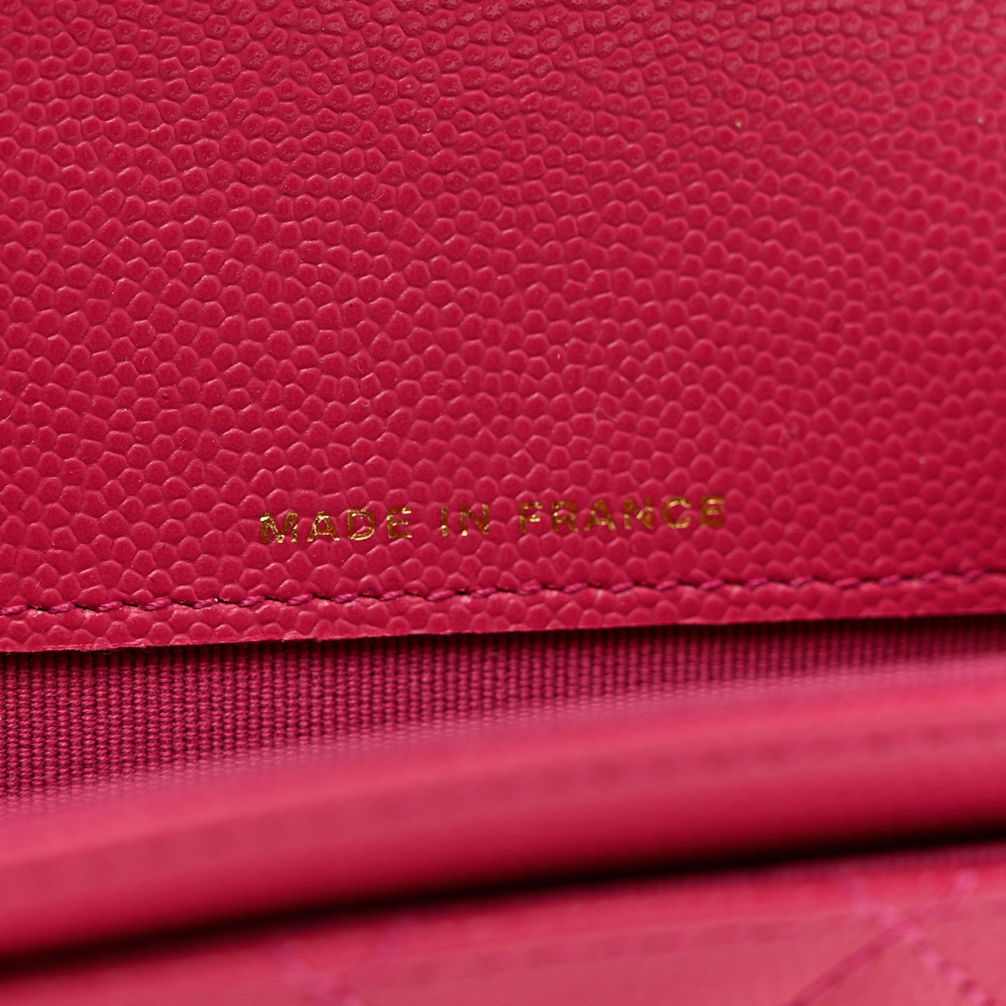 Caviar Quilted Flap Card Holder Wallet Dark Pink