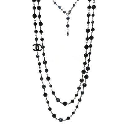 Chanel Metal Beaded CC Long Necklace Blue 1 of 6