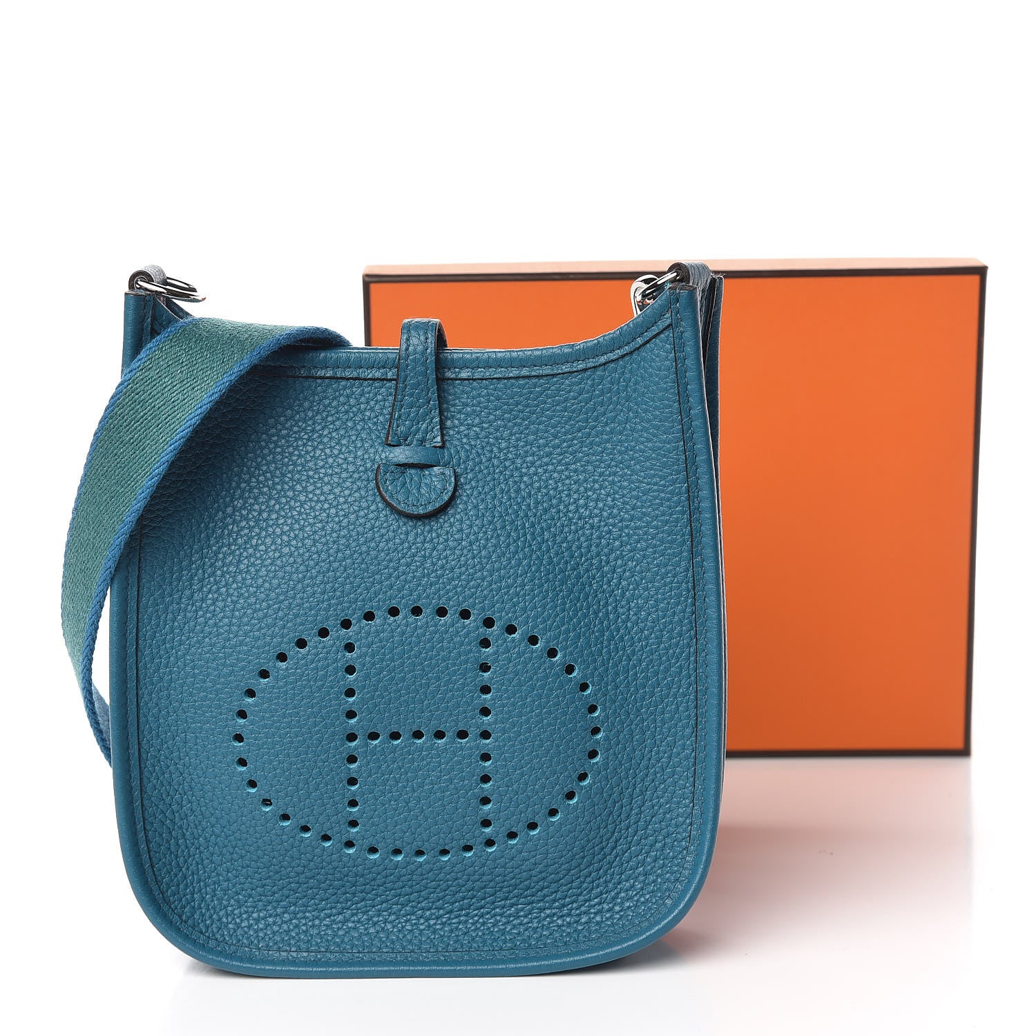 Hermes Taurillon Clemence Amazone Evelyne TPM Bleu Izmir Malachite 12 of 12