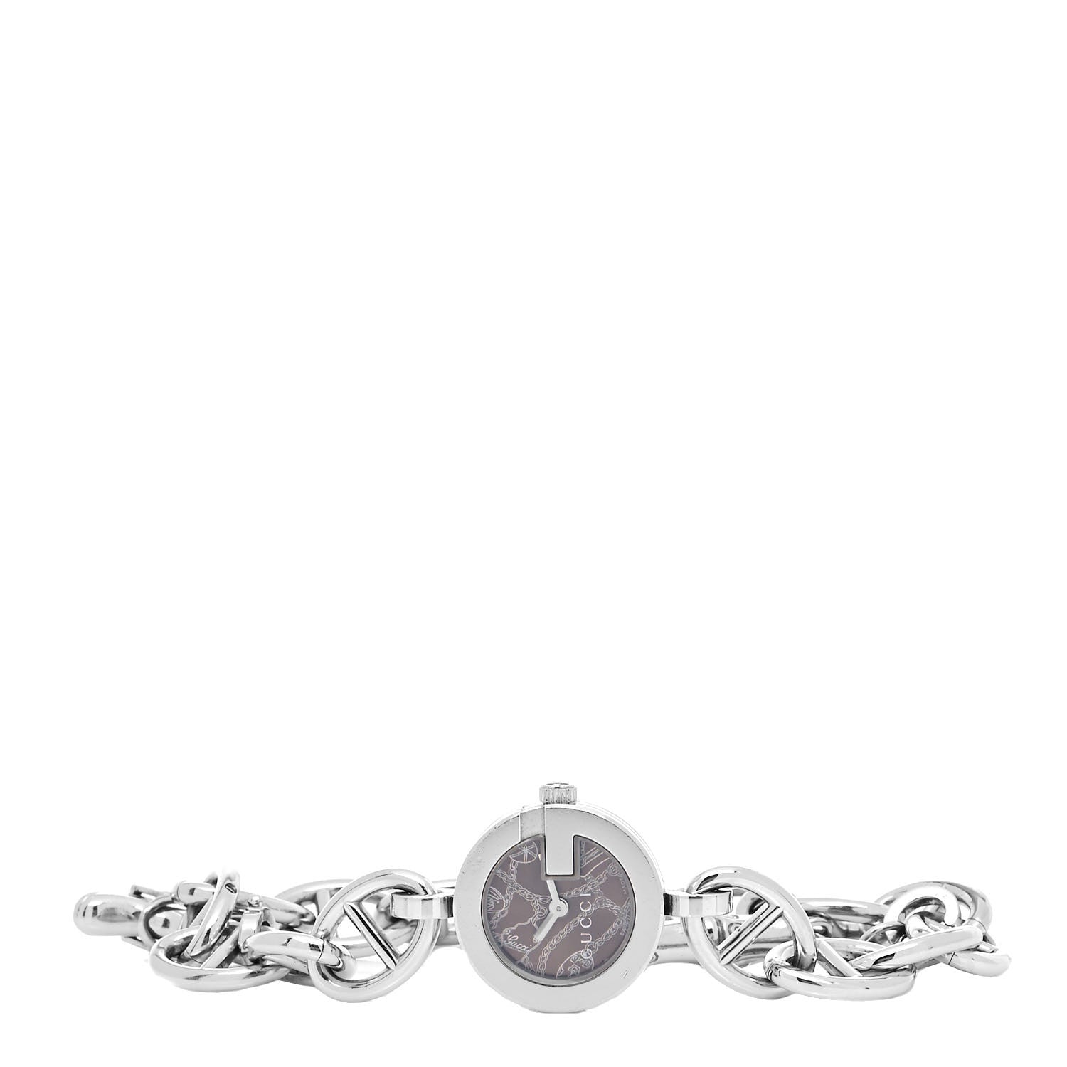 Gucci Stainless Steel 22mm G Charms Quartz Watch Brown 2 of 5