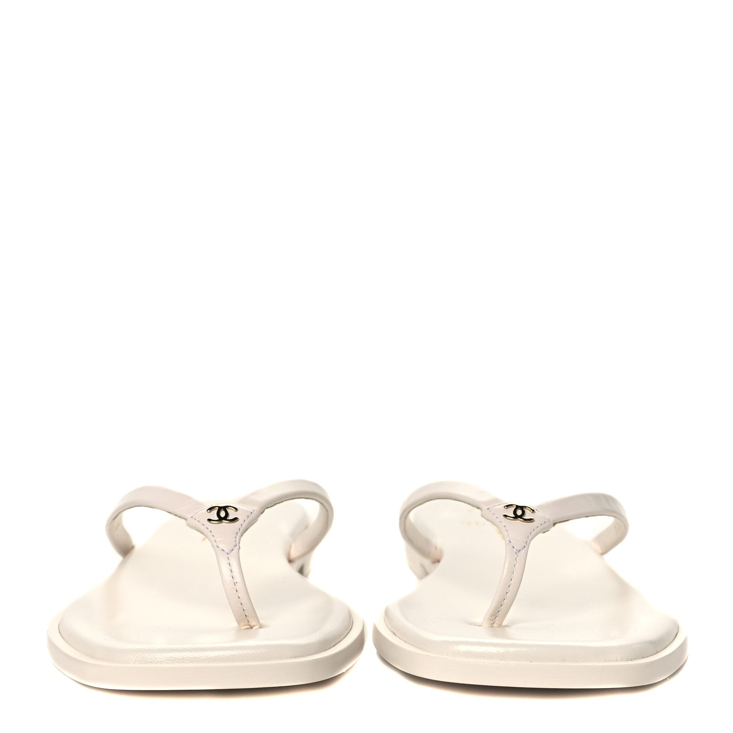 Chanel Goatskin CC Times Square Thong Sandals 42 White 3 of 10