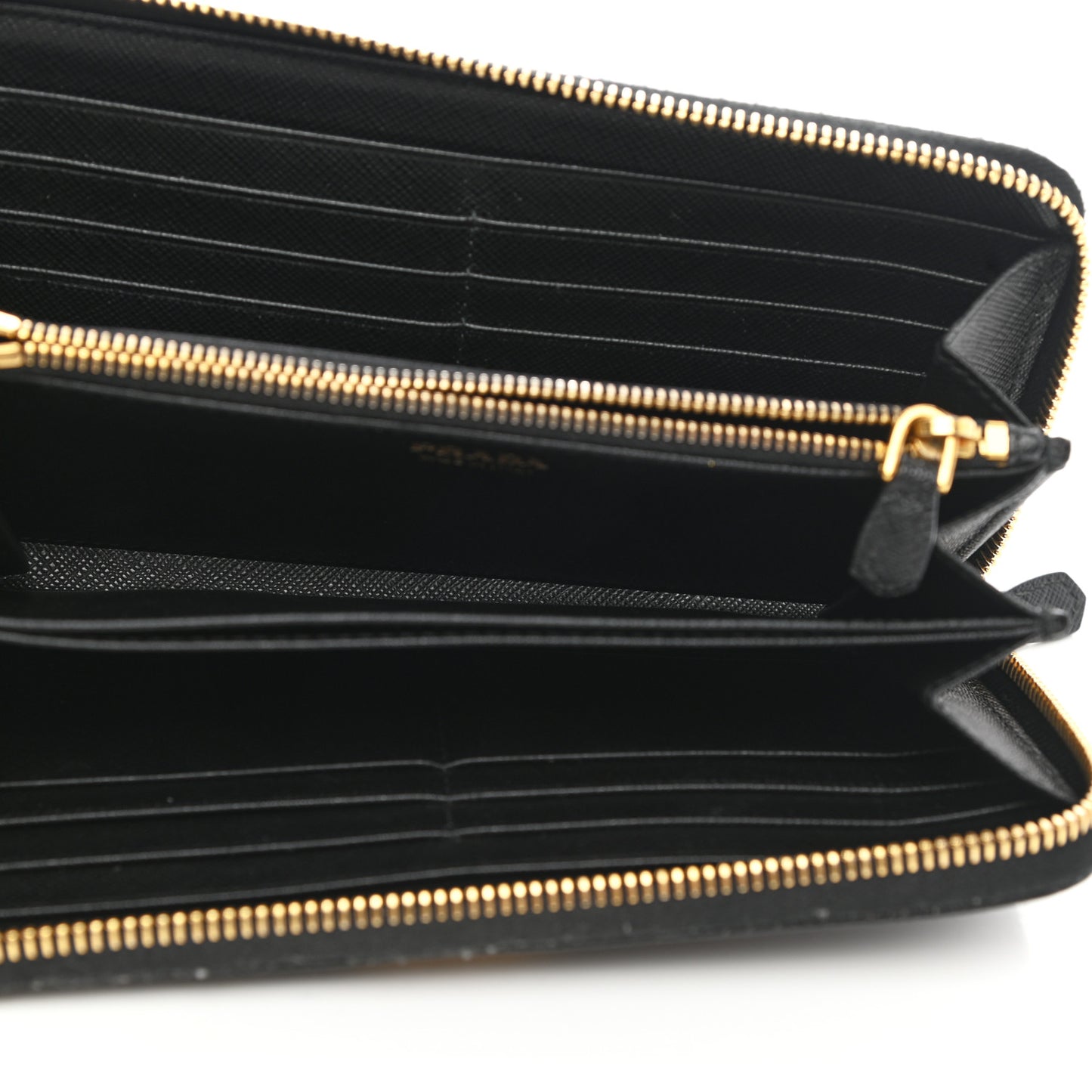 Saffiano Metal Zip Around Wallet Black