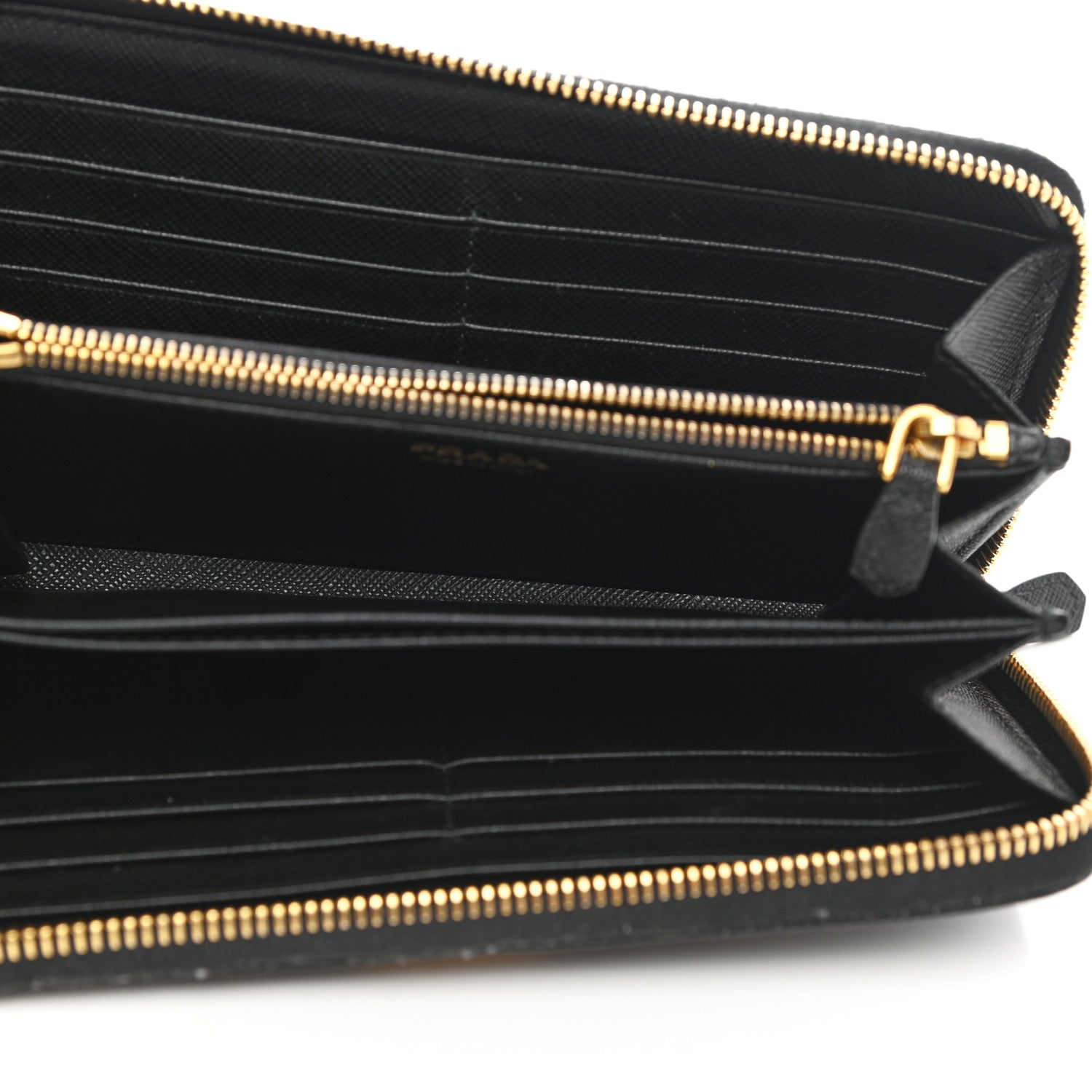 Prada Saffiano Metal Zip Around Wallet Black 5 of 13