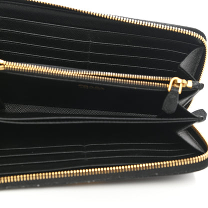 Prada Saffiano Metal Zip Around Wallet Black 5 of 13