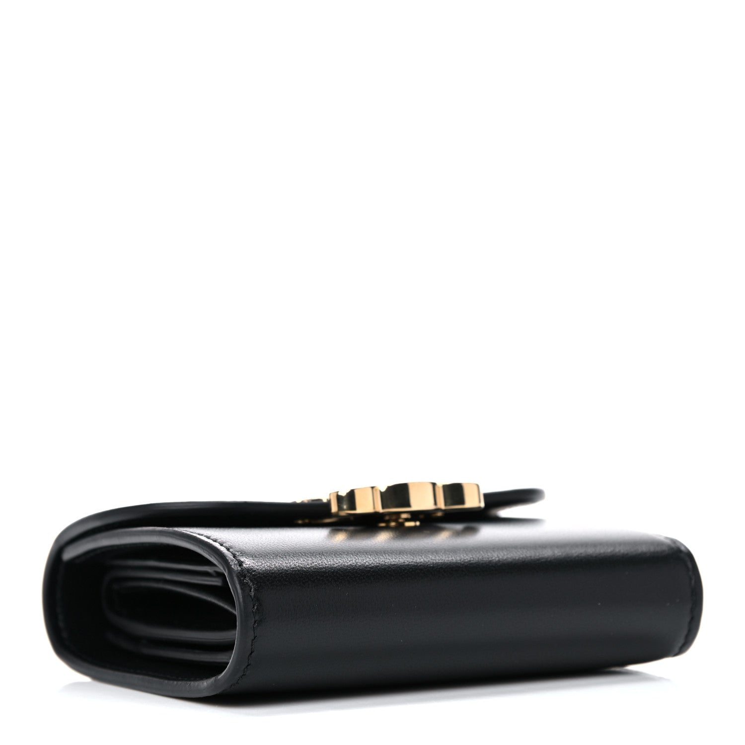 Celine Shiny Smooth Lambskin Small Triomphe Wallet Black 4 of 12