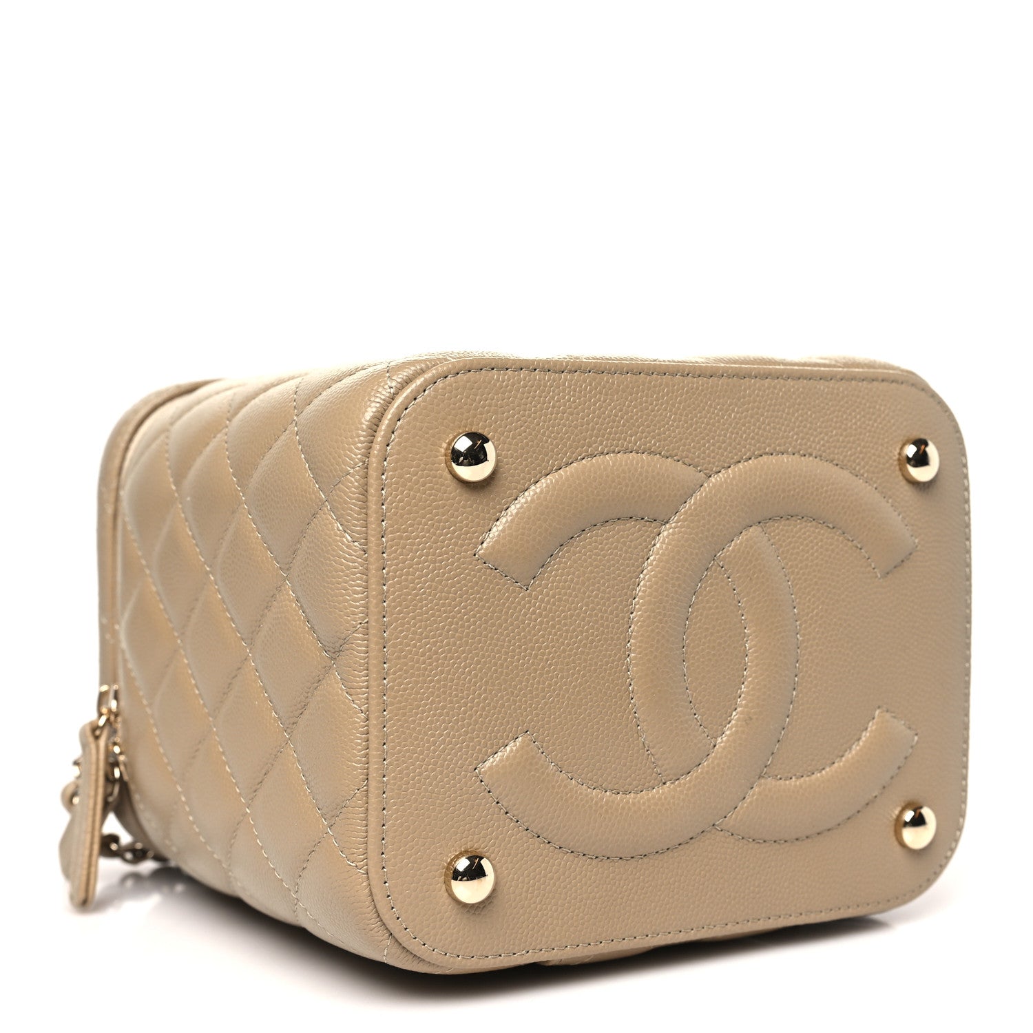 Chanel Caviar Quilted Small Top Handle Vanity Case With Chain Dark Beige 4 of 10