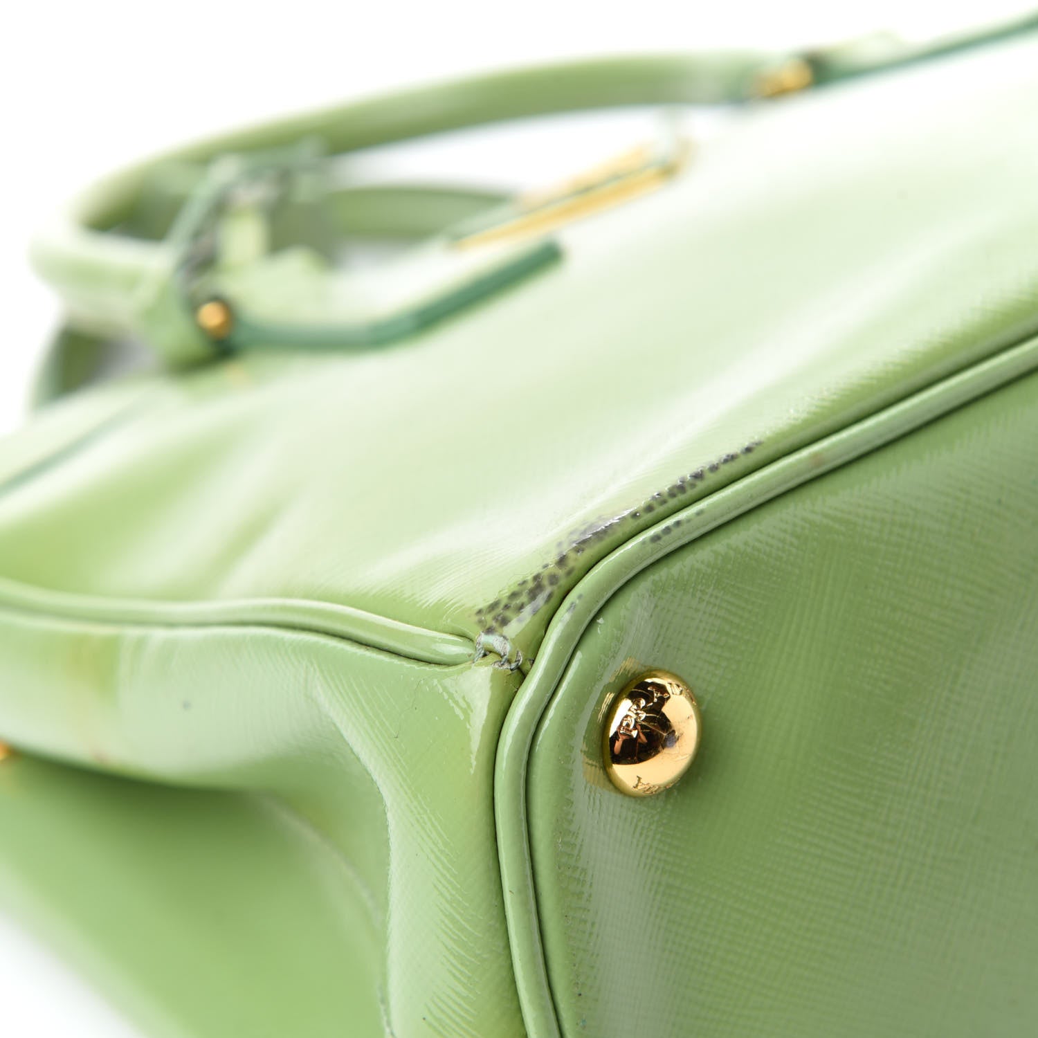 Prada Saffiano Vernice Mini Galleria Double Zip Tote Green 8 of 19