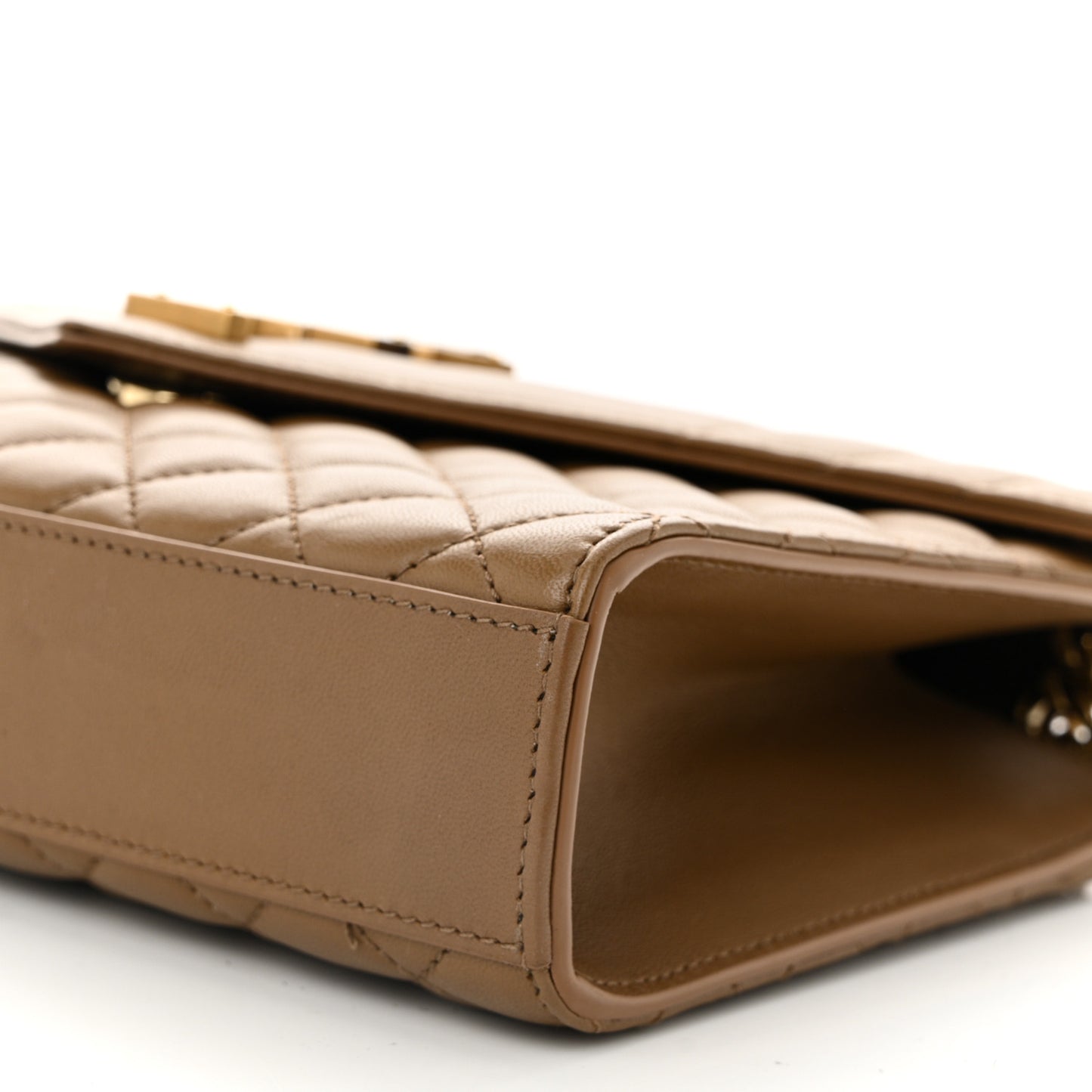 Lambskin Mixed Matelasse Triquilt Medium Monogram Satchel Dark Cork