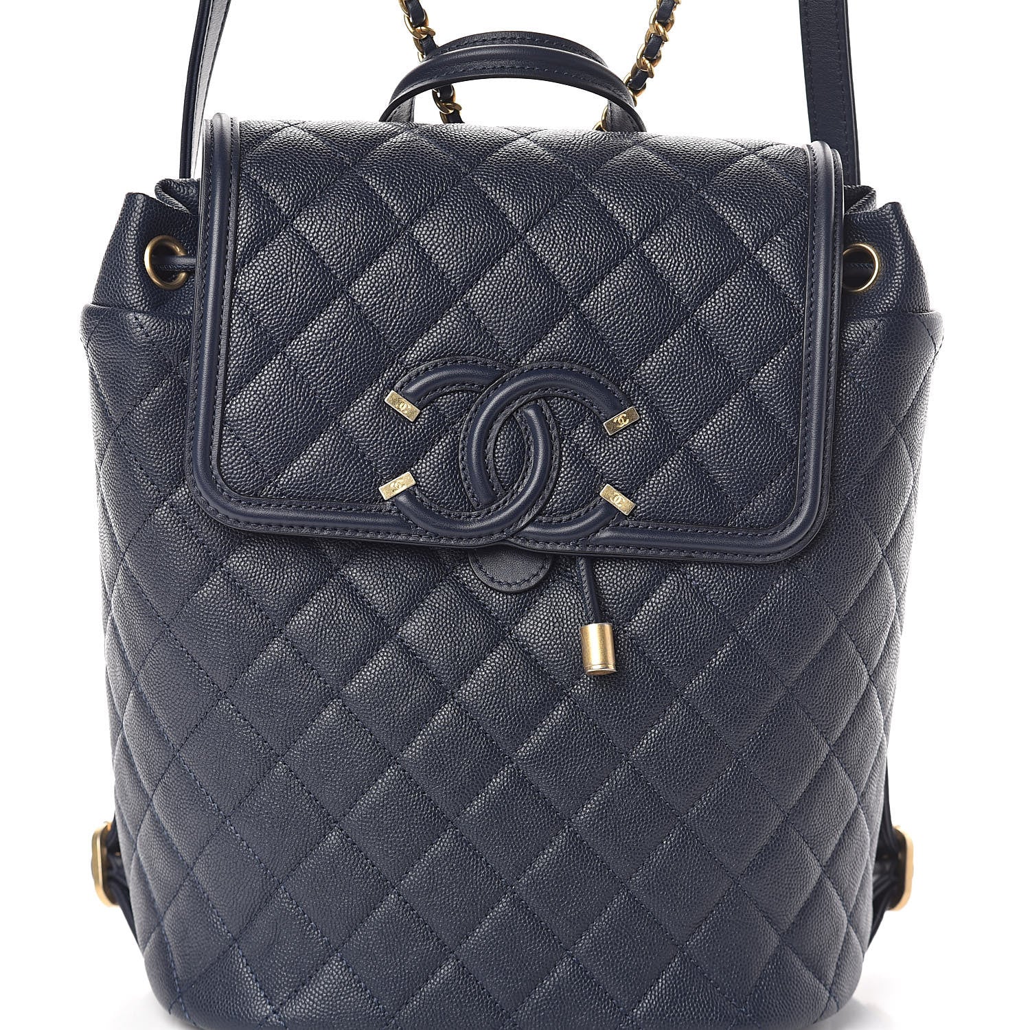 Chanel Caviar Quilted Filigree Backpack Navy 8 of 10