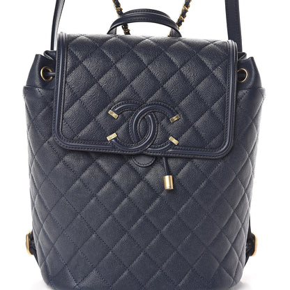 Chanel Caviar Quilted Filigree Backpack Navy 8 of 10