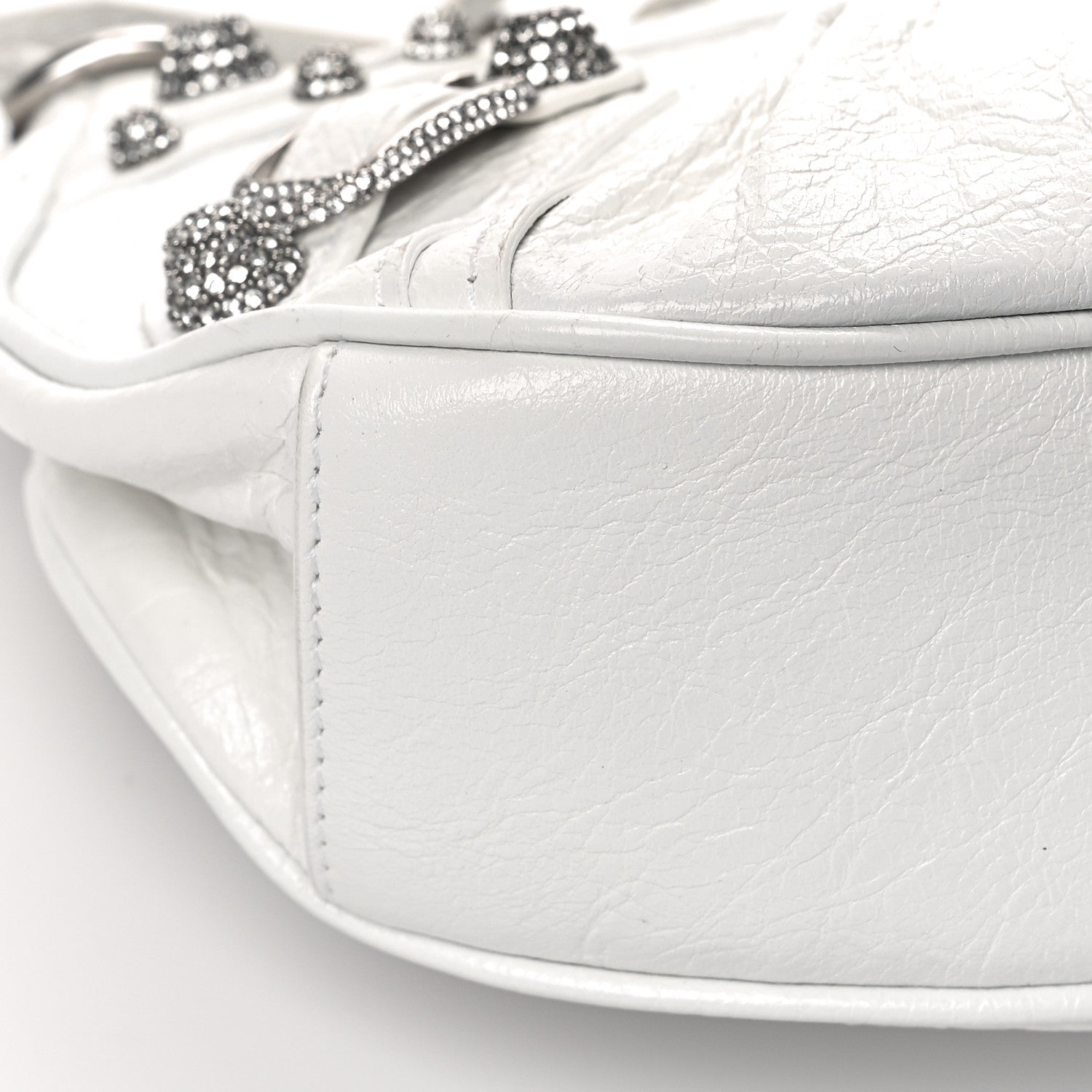 Balenciaga Agneau Arena Crystal Le Cagole Shoulder Bag XS Optic White 10 of 11
