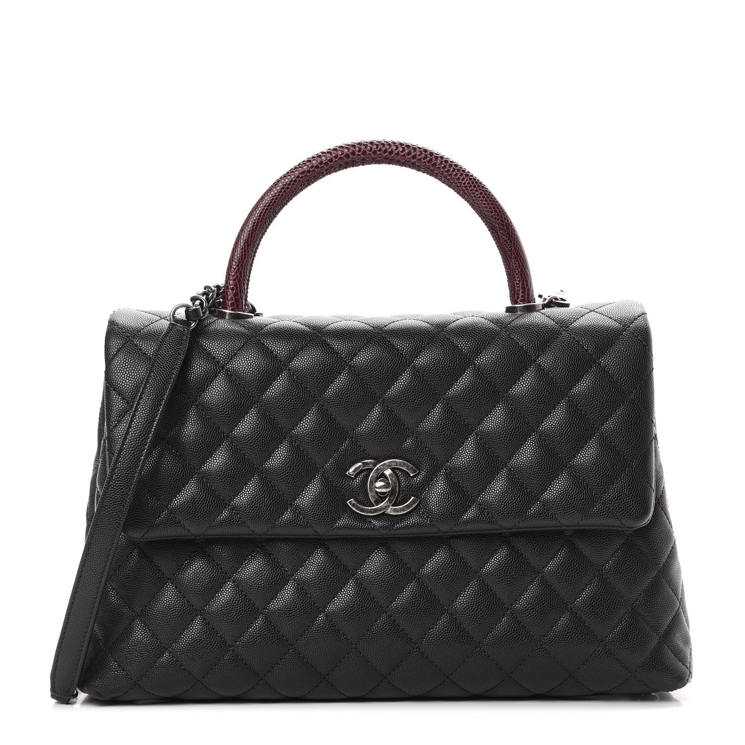 Chanel Caviar Lizard Quilted Medium Coco Handle Flap Black 1 of 12