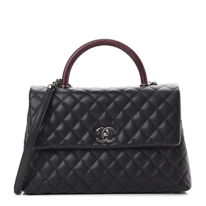 Chanel Caviar Lizard Quilted Medium Coco Handle Flap Black 1 of 12