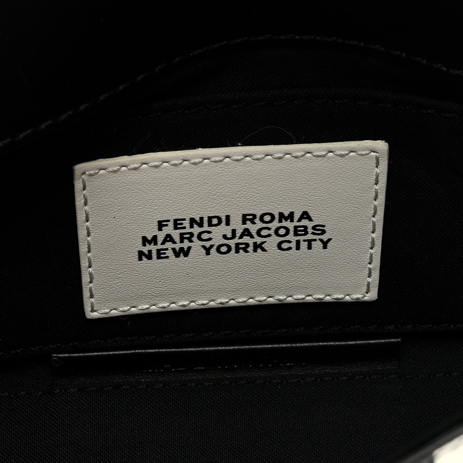 Fendi X MARC JACOBS Nappa Vitello King Logo Print Phone Baguette White Black 6 of 8