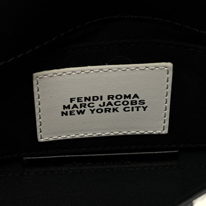 Fendi X MARC JACOBS Nappa Vitello King Logo Print Phone Baguette White Black 6 of 8