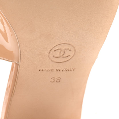 Chanel Patent Calfskin Cap Toe CC Slingback Pumps 38 Beige 8 of 10
