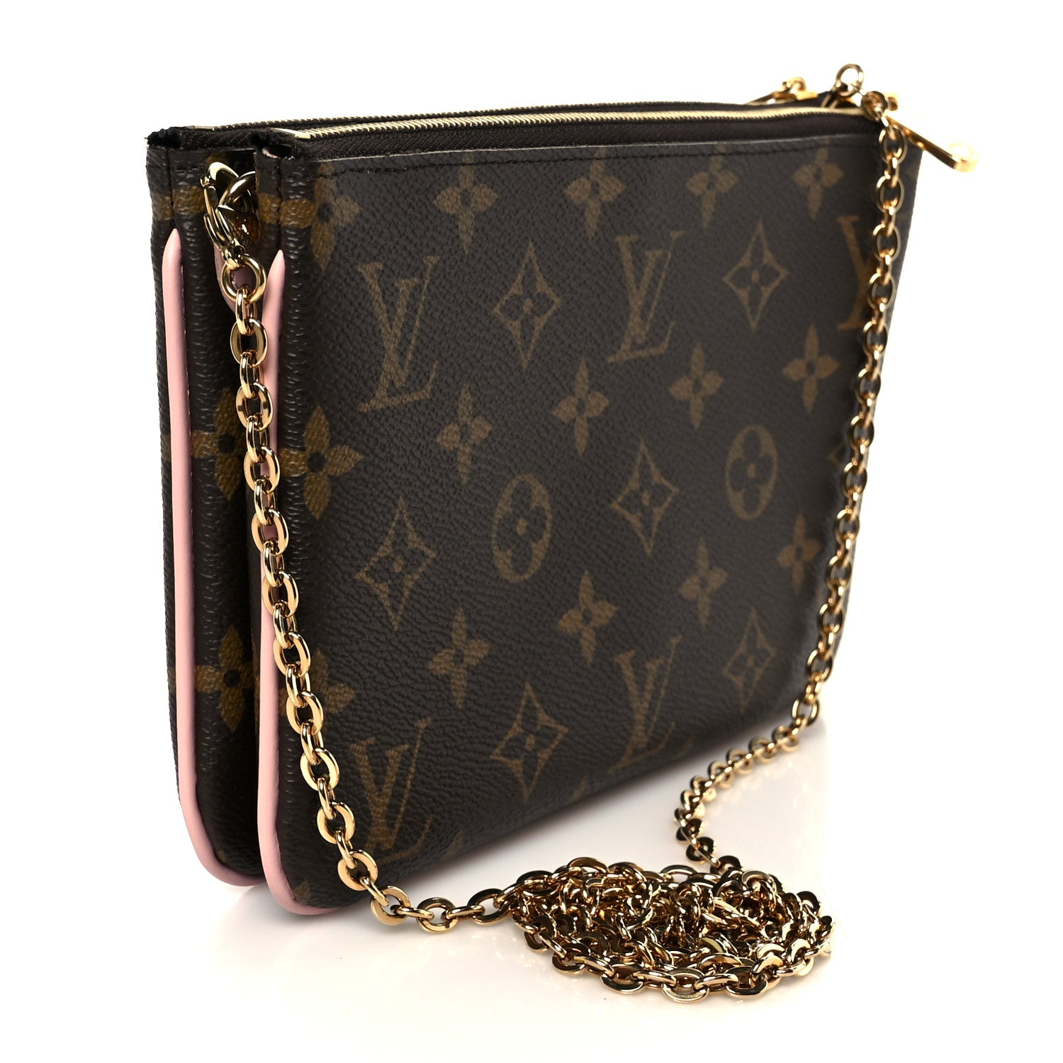 Louis Vuitton Monogram 2020 Christmas Animation Big Wheel Double Zip Pochette Rose Ballerine 3 of 13