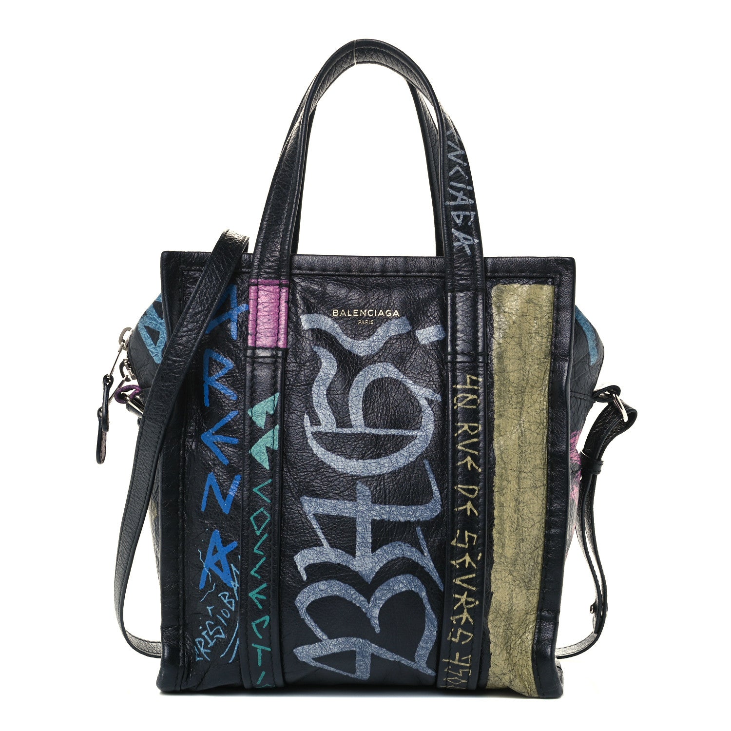 Balenciaga Agneau Arena Graffiti All Over XS Bazar Shopper Tote Black Multicolor 1 of 10
