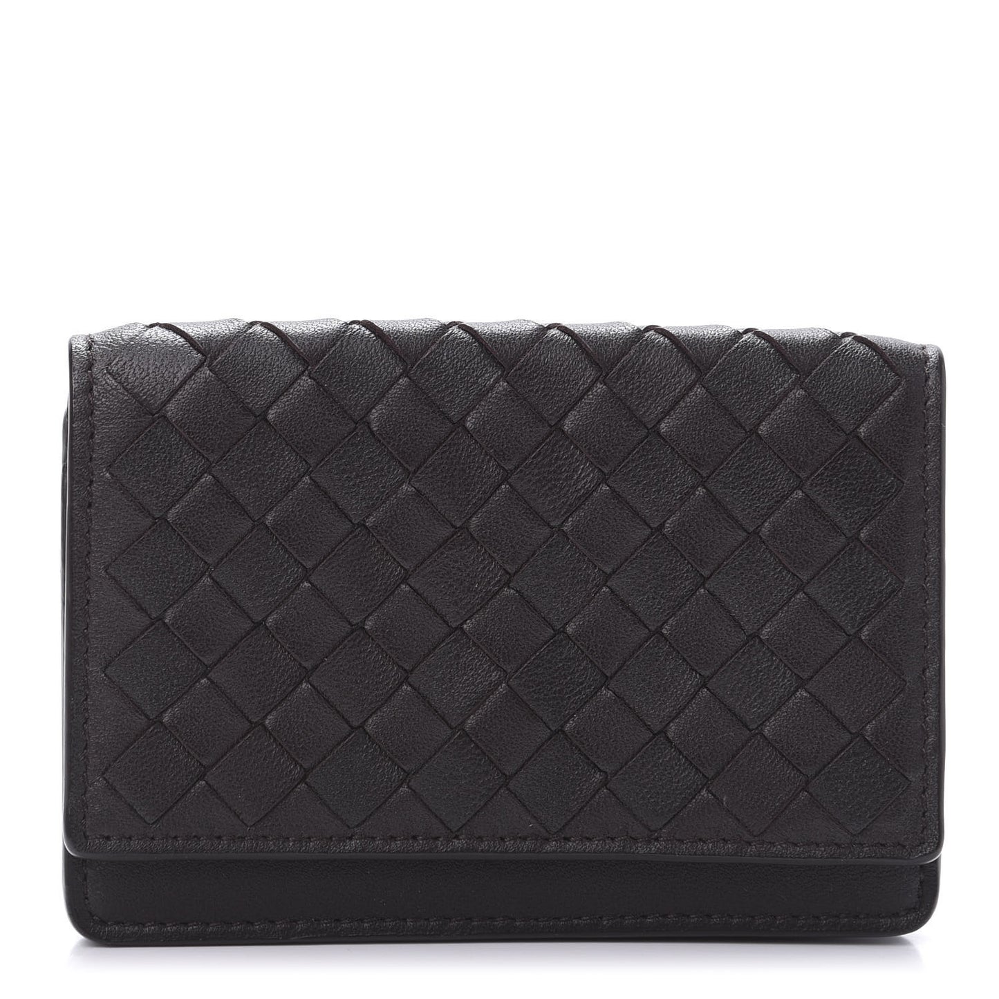 Nappa Intrecciato Card Holder Ebano