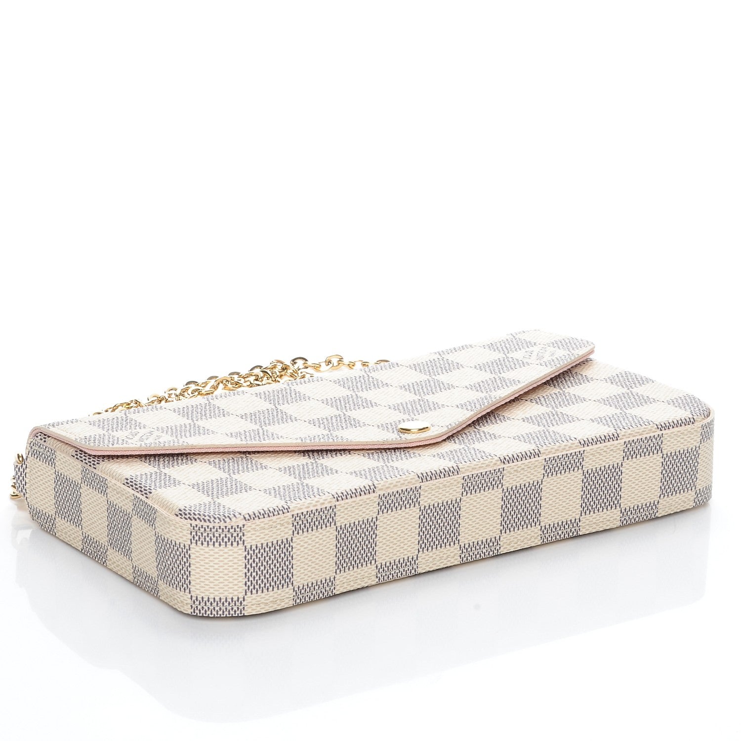 Louis Vuitton Damier Azur Pochette Felicie Chain Wallet Rose Ballerine 4 of 9