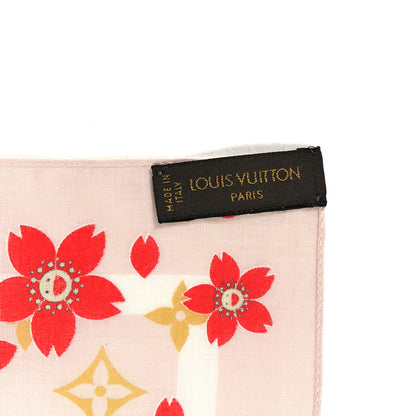 Louis Vuitton Cotton Monogram Cherry Blossom Square Scarf Pink 3 of 3