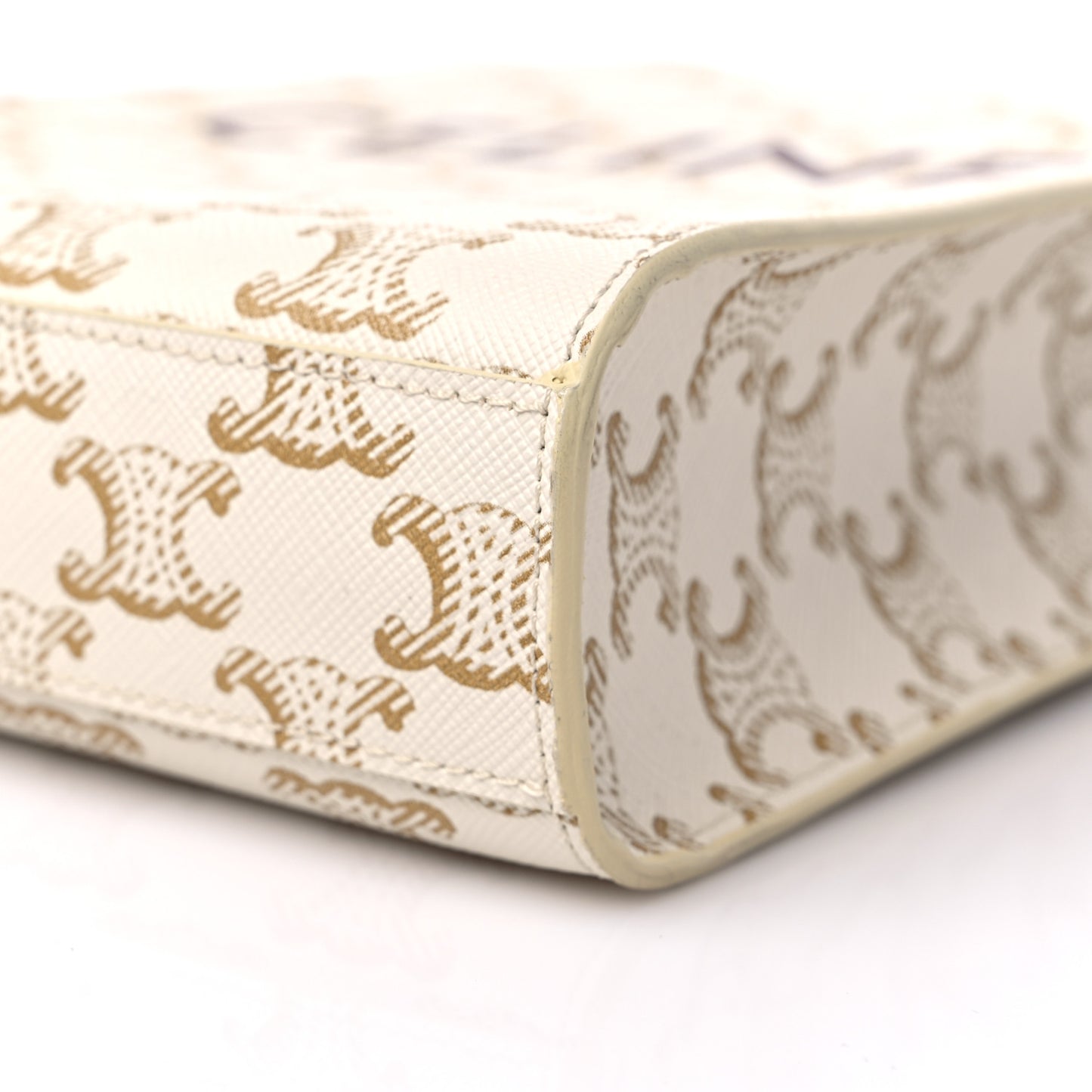 Triomphe Canvas Calfskin Mini Vertical Cabas White