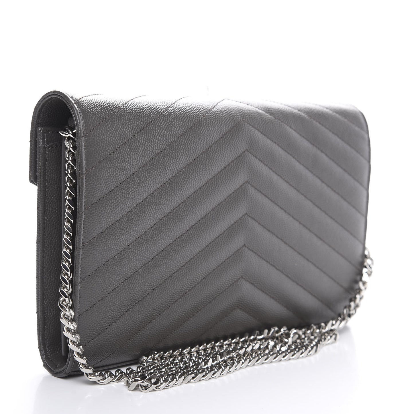 Grain De Poudre Matelasse Chevron Monogram Chain Wallet Grey