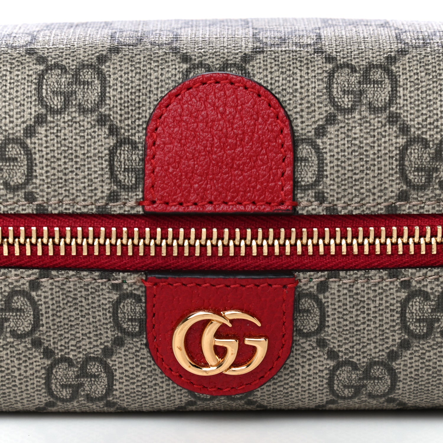 Gucci Soft GG Supreme Monogram Calfskin Small Ophidia Cosmetic Case Beige Ebony Hibiscus Red 9 of 13