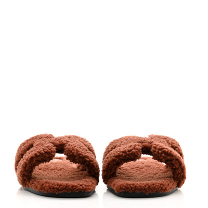 Hermes Woolskin Oran Sandals 40.5 Cognac 2 of 8