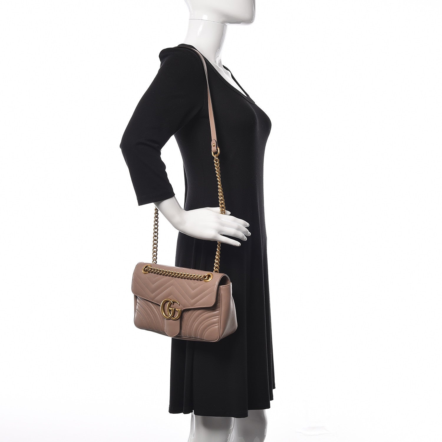 Gucci Calfskin Matelasse Small GG Marmont Shoulder Bag Porcelain Rose 2 of 11