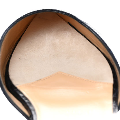Christian Louboutin Calfskin Crocodile Embossed Choc Lock Flats 38 Obscur 8 of 10