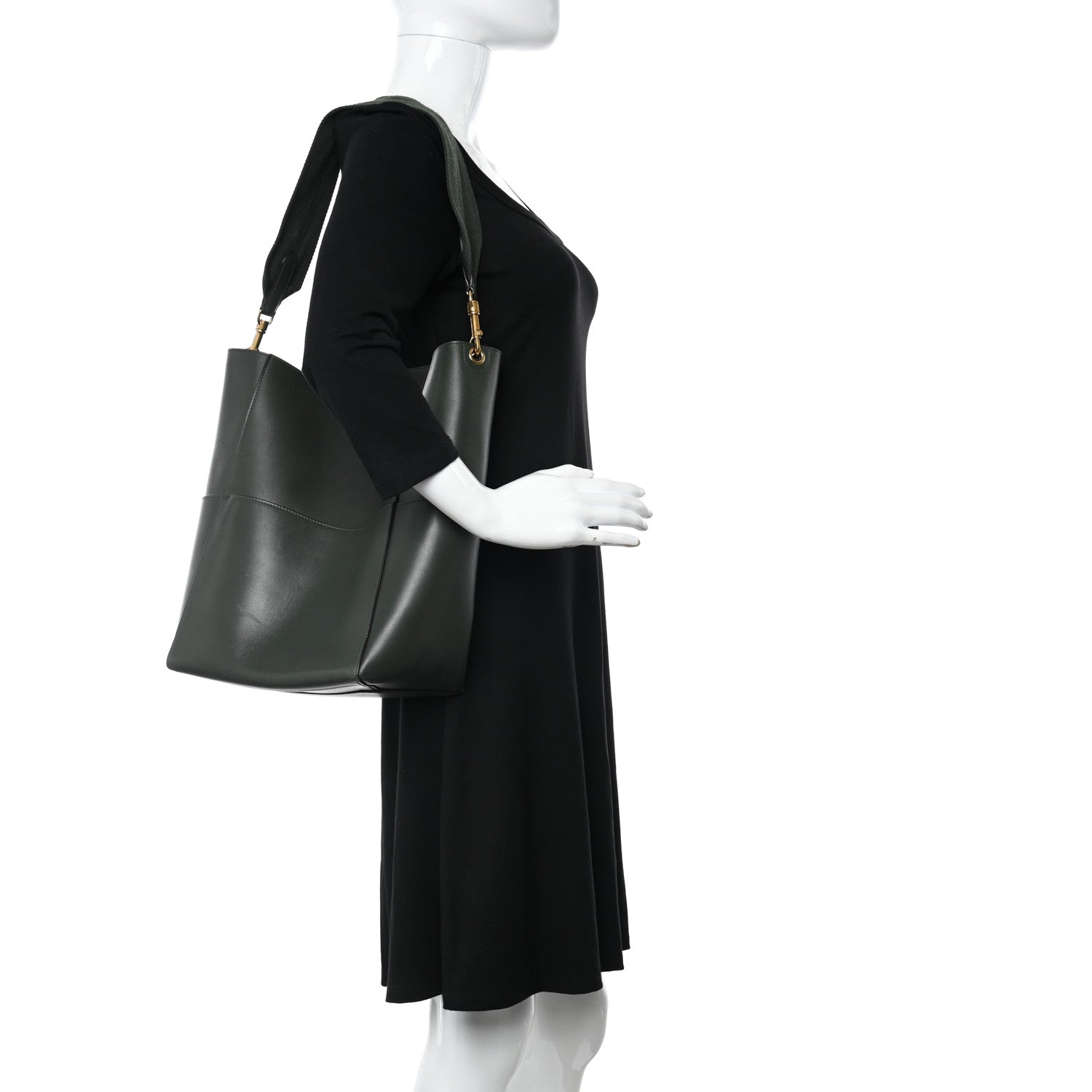 Celine Supersoft Calfskin Sangle Bucket Bag Bottle Green 2 of 9