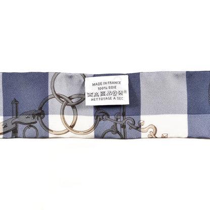 Hermes Silk Mors Et Gourmettes Vichy Twilly Bleu Jean Jaune D Or White 4 of 4