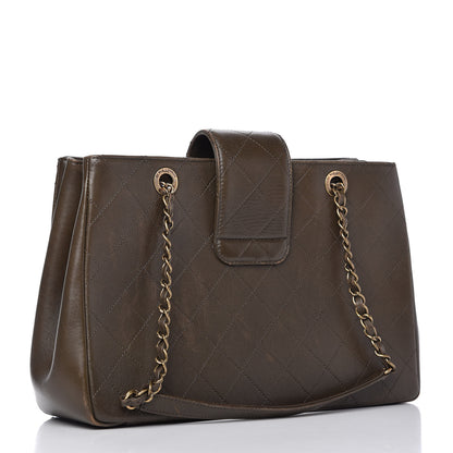Chanel Calfskin Stitched Shopping Tote Green 3 of 13