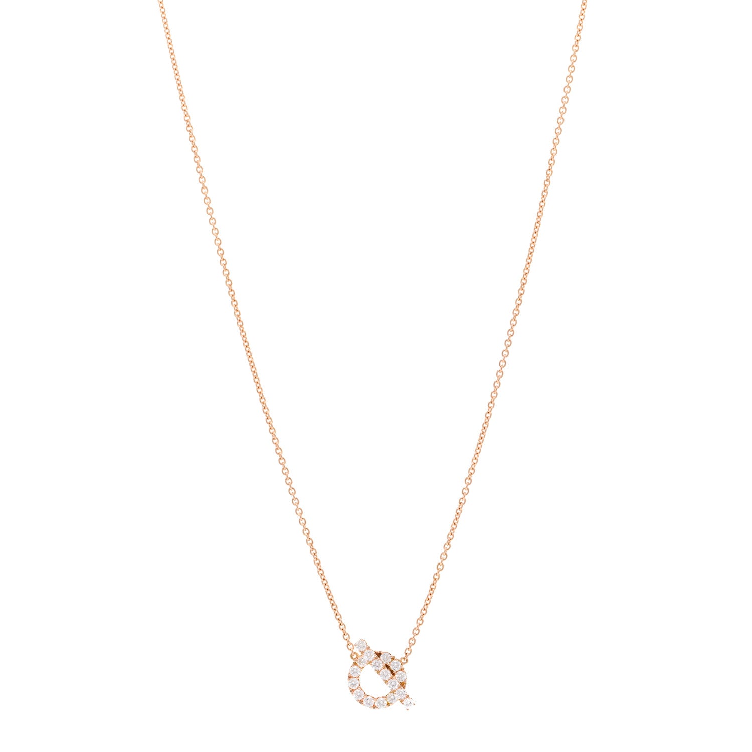 Hermes 18K Rose Gold Diamond Finesse Pendant Necklace 1 of 6