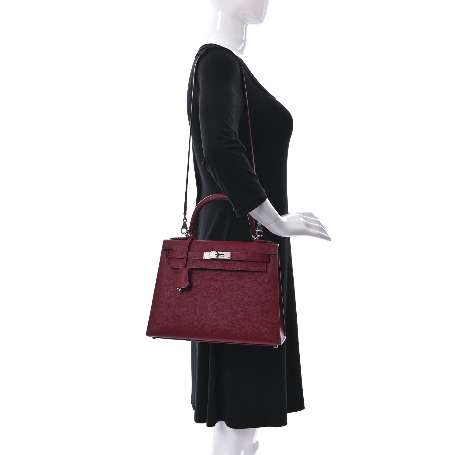 Hermes Epsom Verso Kelly Sellier 28 Rouge Grenat Rose Pourpe 2 of 8