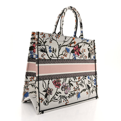 Christian Dior Canvas Embroidered Large Rosa Mutabilis Book Tote White Multicolor 3 of 9