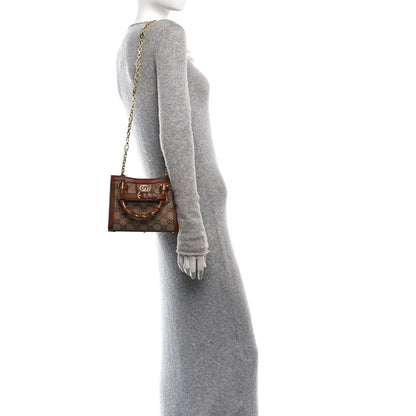 Gucci New Canvas Charisma Calfskin Crystal GG Monogram Mini Diana Tote Bag Camel Ebony 2 of 12