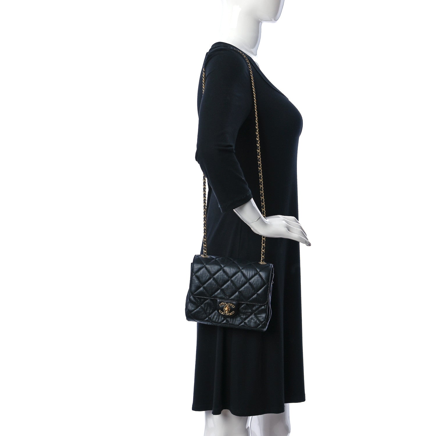 Chanel Lambskin Quilted Chanel Square Flap Black 3 of 10