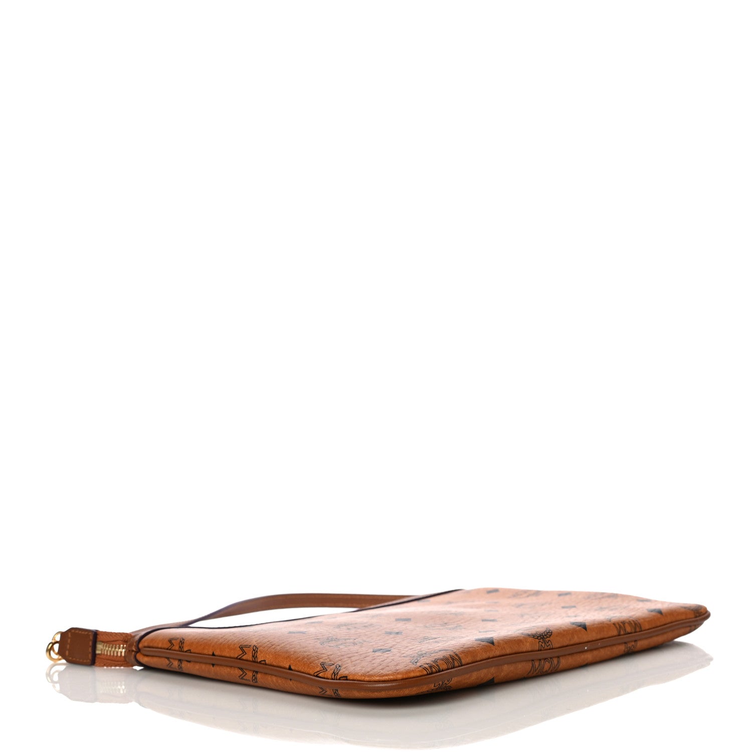 MCM Visetos Liz Shopper Tote Pouch Cognac 4 of 10