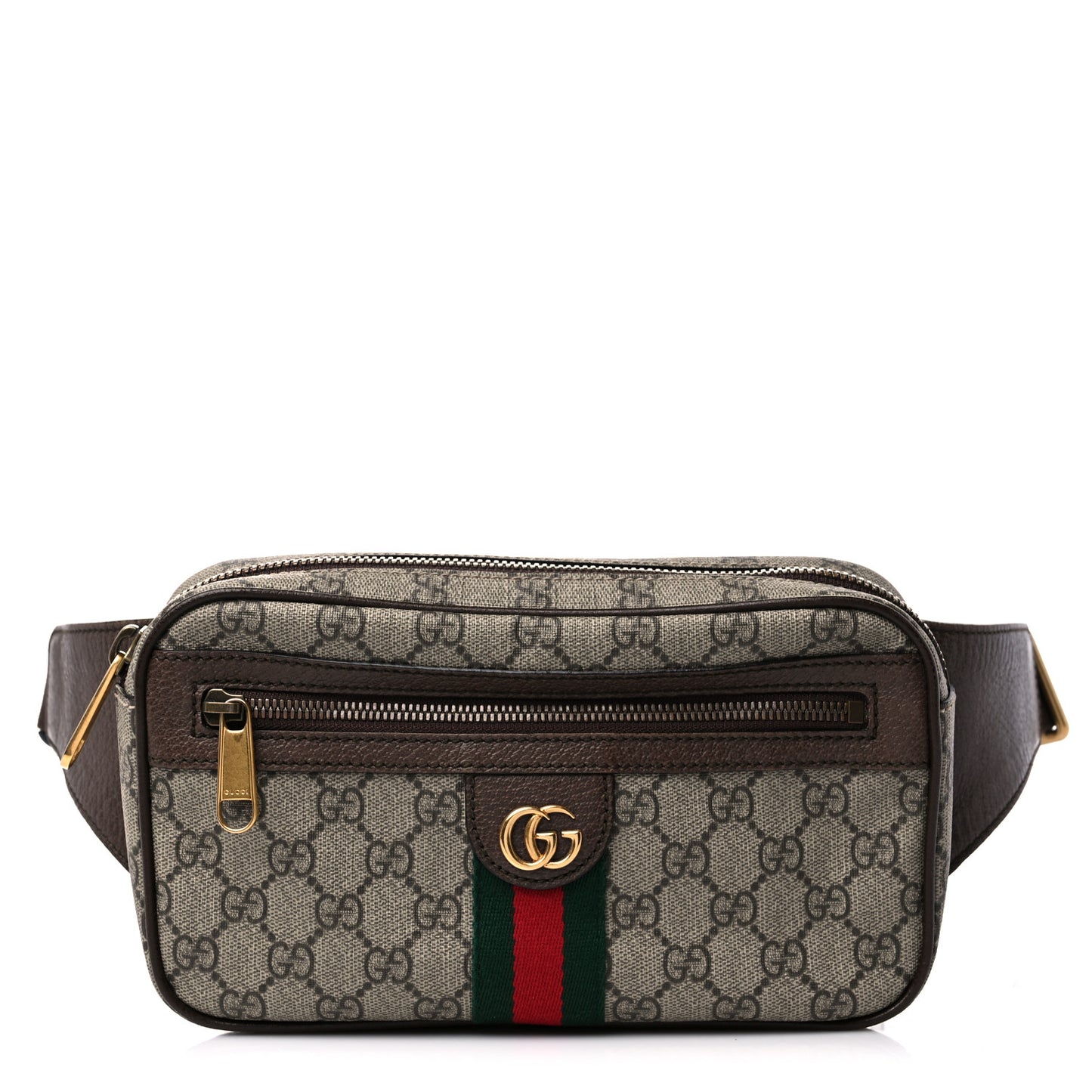 Soft GG Supreme Monogram Medium Ophidia Belt Bag Dark Brown