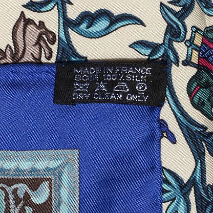 Hermes Silk Chasse En Inde Scarf 90 Gris Bleu dur Craie Aqua 6 of 6