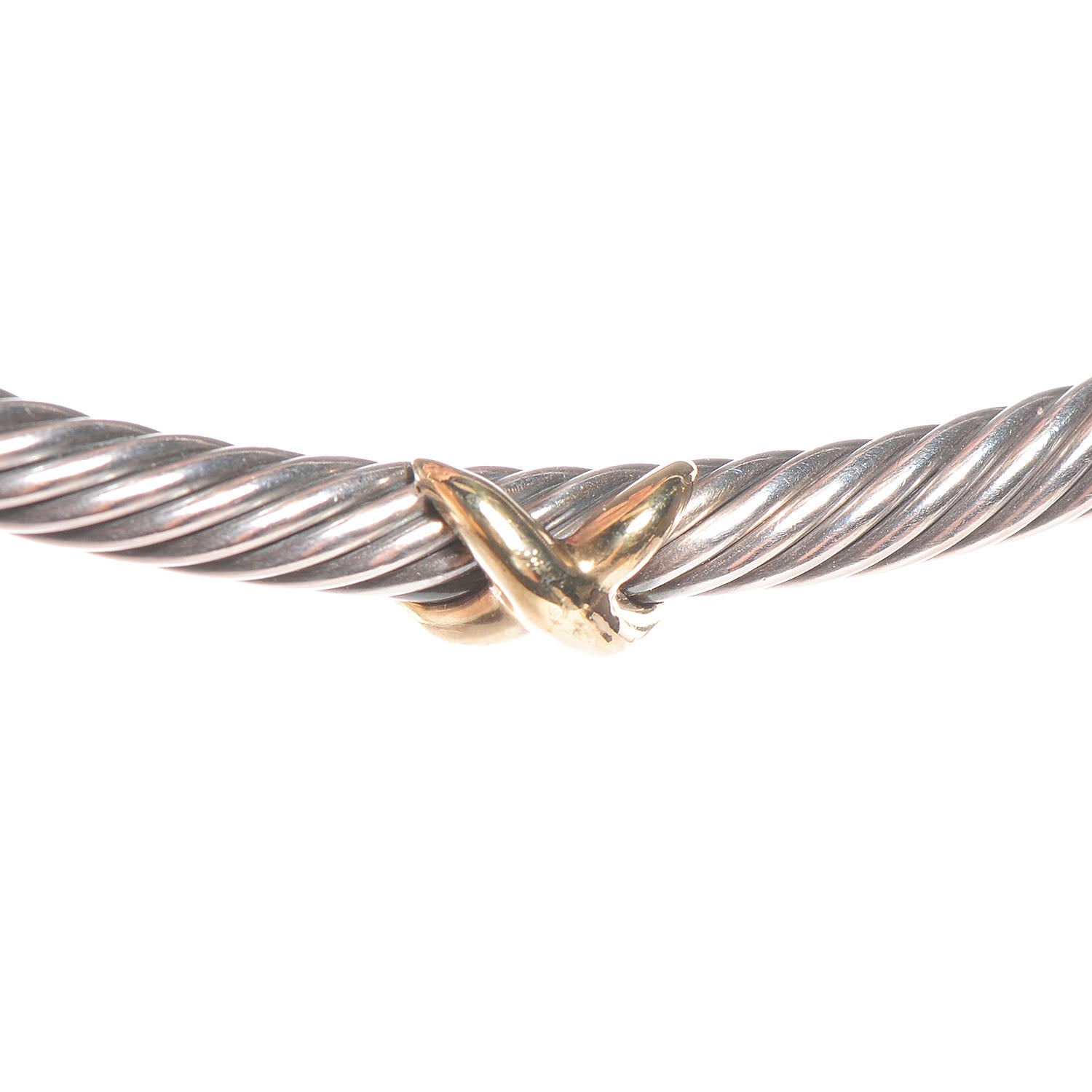 David Yurman Sterling Silver 14K Yellow Gold 5mm X Cable Necklace 5 of 8