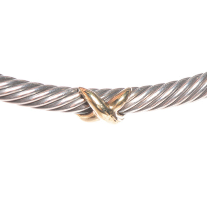 David Yurman Sterling Silver 14K Yellow Gold 5mm X Cable Necklace 5 of 8