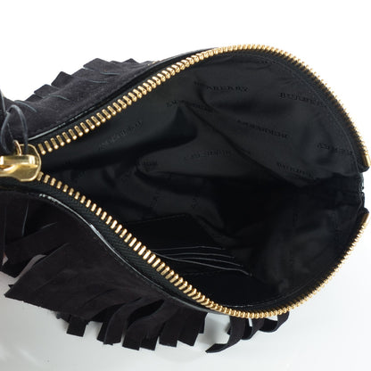 Burberry Suede Fringe Peyton Crossbody Clutch Bag Black 4 of 12